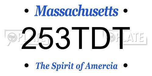 253TDT Massachusetts License Plate