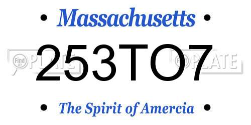 253TO7 Massachusetts License Plate