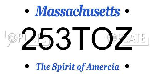 253TOZ Massachusetts License Plate