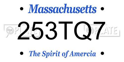253TQ7 Massachusetts License Plate