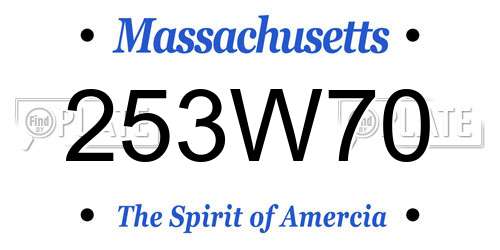 253W70 Massachusetts License Plate