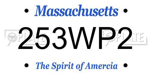 253WP2 Massachusetts License Plate