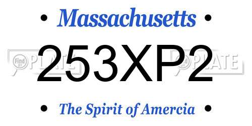253XP2 Massachusetts License Plate