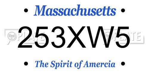 253XW5 Massachusetts License Plate