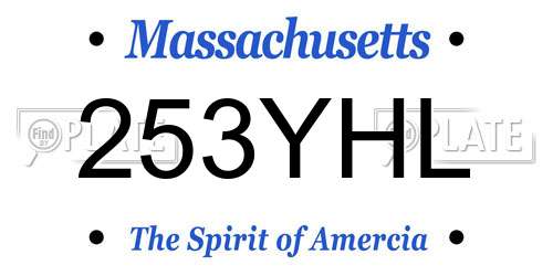 253YHL Massachusetts License Plate