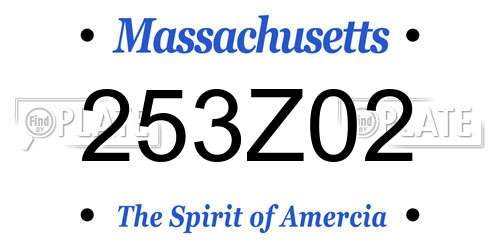 253Z02 Massachusetts License Plate