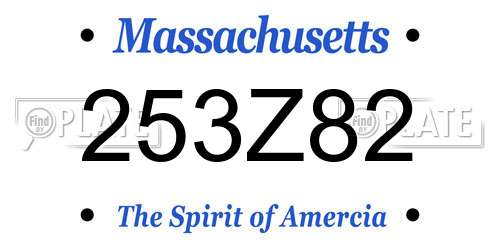 253Z82 Massachusetts License Plate