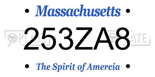 253ZA8 Massachusetts License Plate