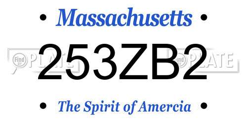253ZB2 Massachusetts License Plate
