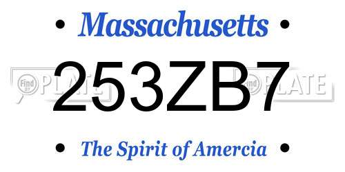 253ZB7 Massachusetts License Plate