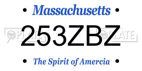 253ZBZ Massachusetts License Plate