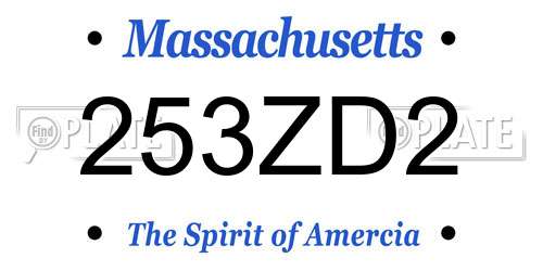 253ZD2 Massachusetts License Plate