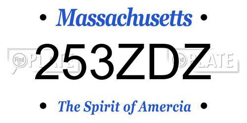 253ZDZ Massachusetts License Plate