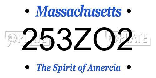 253ZO2 Massachusetts License Plate