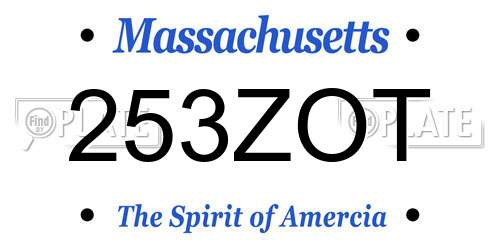 253ZOT Massachusetts License Plate