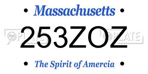 253ZOZ Massachusetts License Plate