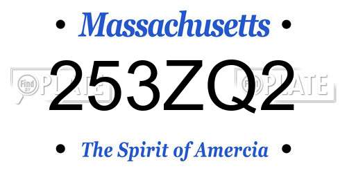 253ZQ2 Massachusetts License Plate