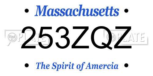 253ZQZ Massachusetts License Plate
