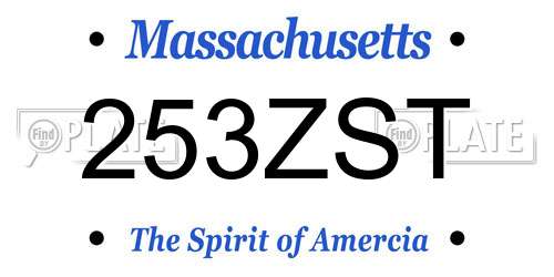 253ZST Massachusetts License Plate