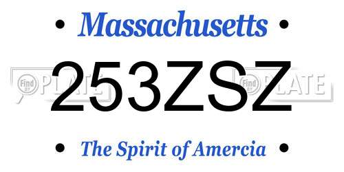 253ZSZ Massachusetts License Plate
