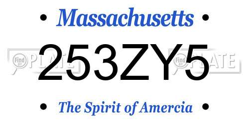 253ZY5 Massachusetts License Plate