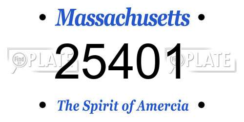 25401 Massachusetts License Plate
