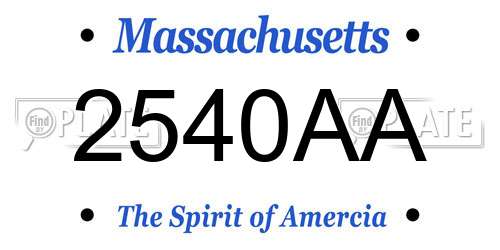 2540AA Massachusetts License Plate