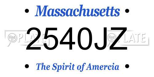 2540JZ Massachusetts License Plate