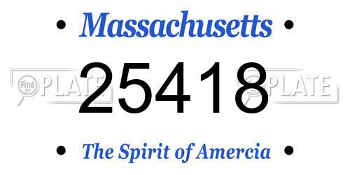 25418 Massachusetts License Plate