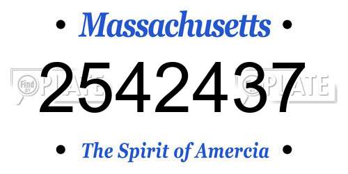 2542437 Massachusetts License Plate