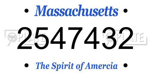 2547432 Massachusetts License Plate