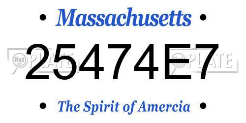 25474E7 Massachusetts License Plate