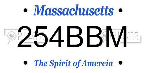 254BBM Massachusetts License Plate