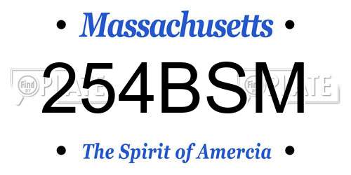 254BSM Massachusetts License Plate