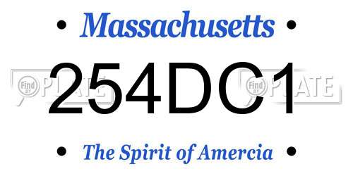 254DC1 Massachusetts License Plate