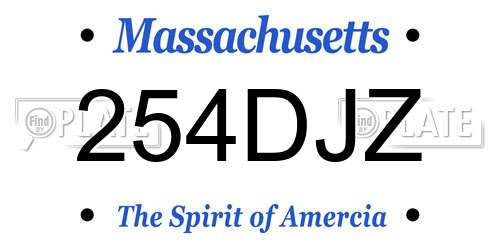 254DJZ Massachusetts License Plate