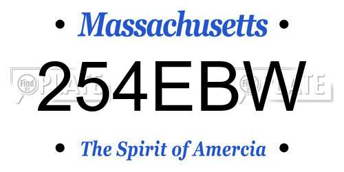 254EBW Massachusetts License Plate