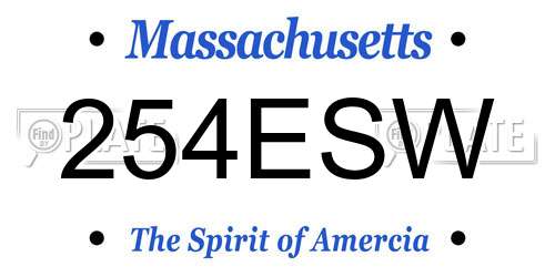 254ESW Massachusetts License Plate