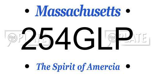 254GLP Massachusetts License Plate