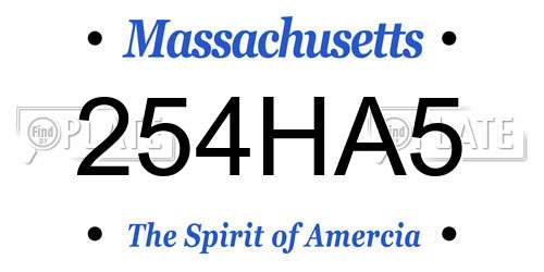 254HA5 Massachusetts License Plate