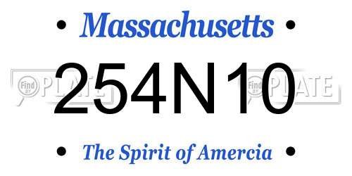 254N10 Massachusetts License Plate