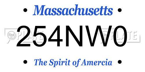 254NW0 Massachusetts License Plate