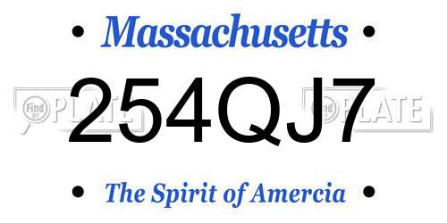 254QJ7 Massachusetts License Plate