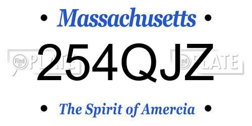 254QJZ Massachusetts License Plate