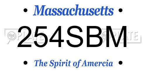 254SBM Massachusetts License Plate