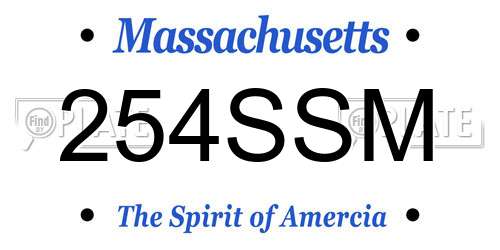 254SSM Massachusetts License Plate