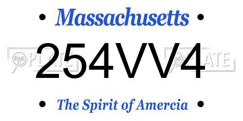 254VV4 Massachusetts License Plate