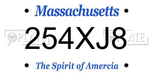 254XJ8 Massachusetts License Plate