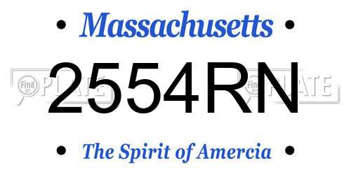 2554RN Massachusetts License Plate