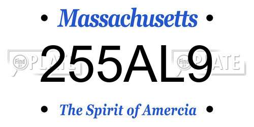 255AL9 Massachusetts License Plate